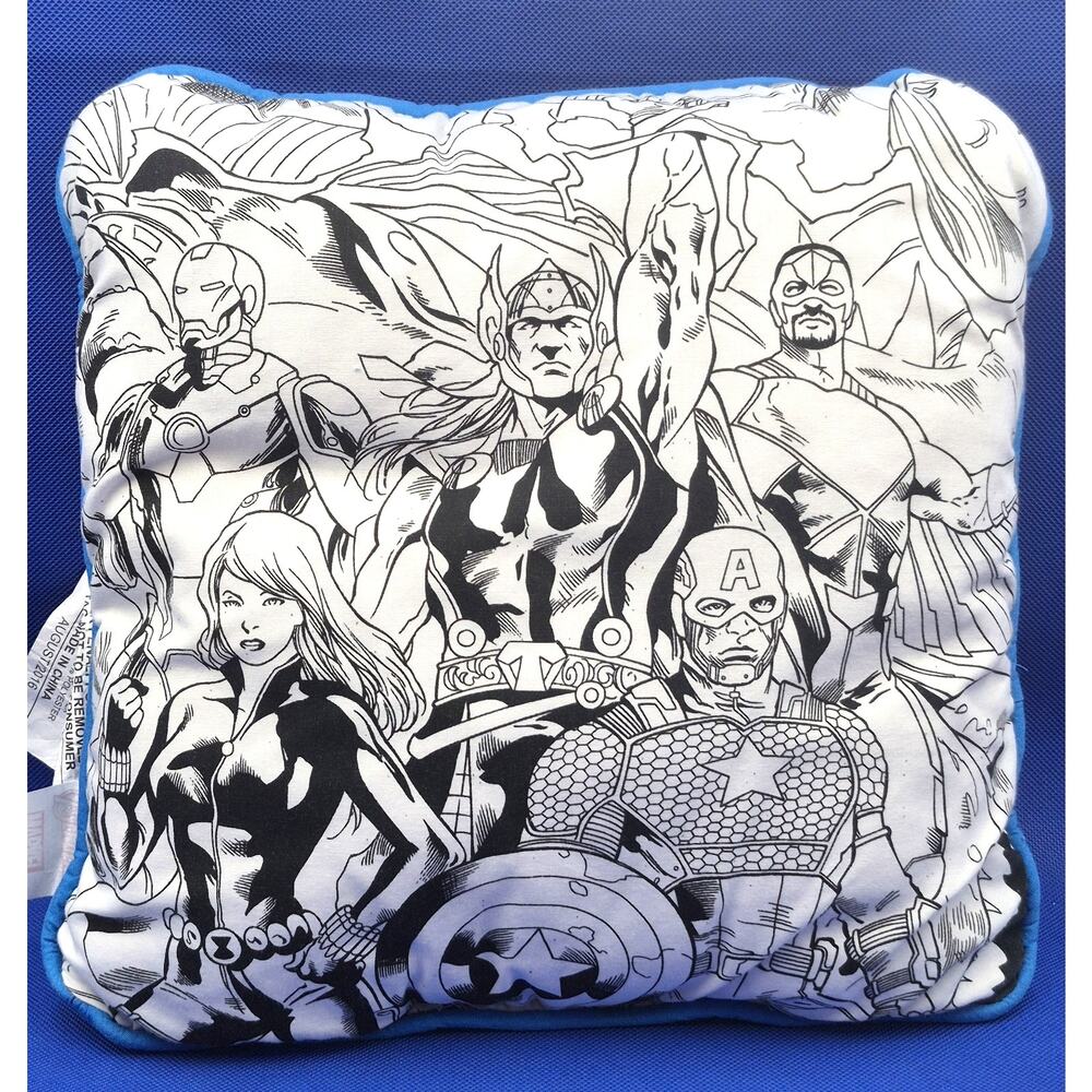 Marvel Avengers Double-Sided Accent Pillow Black White Blue 12x12x4